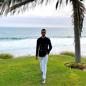 J. Crew Navy double breasted nautical cotton blazer, size 34S